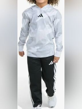 Adidas Kids AOP Hooded Cotton Tee Pant Set